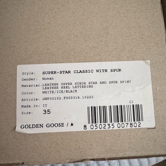 Golden Goose-  Super Star Classic w/Spurs White/Ice/Black. Size 5 (35). - Picture 2 of 6
